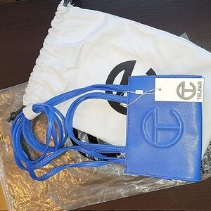 BRAND NEW (NEVER WORN) TELFAR PAINTERS BLUE SMALL SHOPPING BAG